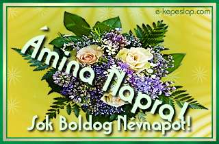 Nvre szl rzss virgcsokor mina nvnapra, boldog nvnapot ksznt felirattal.