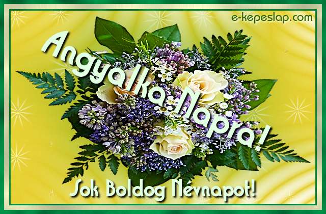 Nvre szl rzss virgcsokor Angyalka nvnapra, boldog nvnapot ksznt felirattal.