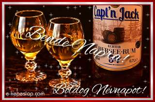 Whisky s rum nvre szl pohrksznt frfiaknak, Bende nvnapra, boldog nvnapot ksznt felirattal.