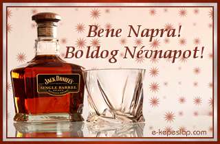 Nvnapi kpeslap Bene nvnapra whiskeyvel s szemlyre szl ksznt felirattal.