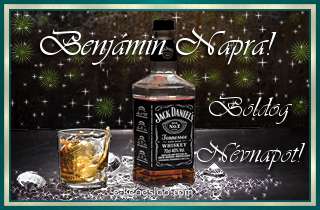 Jg dupla whiskyvel nvnapi, nvre szl kpeslap Benjmin nvnapra, ksznt felirattal frfiaknak.