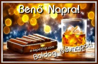 Whisky s szivar kpeslap frfiaknak, Ben nvnapra, nvre szl ksznt felirattal.