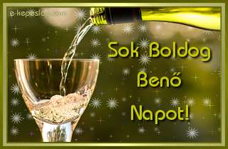Nvre szl kpeslap Ben nvnapra, ksznt boros pohrral, boldog nvnapot felirattal.