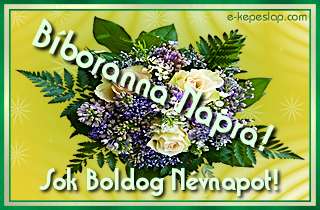 Nvre szl rzss virgcsokor Bboranna nvnapra, boldog nvnapot ksznt felirattal.
