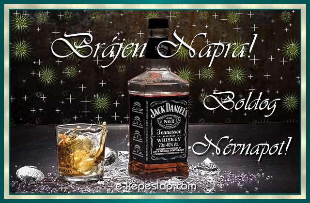 Jg dupla whiskyvel nvnapi, nvre szl kpeslap Brjen nvnapra, ksznt felirattal frfiaknak.