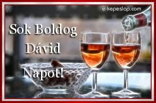 Kpeslap Dvid nvnapra, ksznt boros poharakkal, boldog nvnapot felirattal.