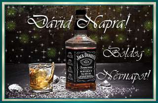 Jg dupla whiskyvel nvnapi, nvre szl kpeslap Dvid nvnapra, ksznt felirattal frfiaknak.