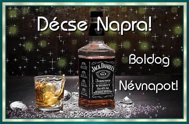 Jg dupla whiskyvel nvnapi, nvre szl kpeslap Dcse nvnapra, ksznt felirattal frfiaknak.