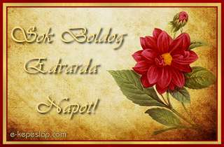 R�gies, klasszikus hat�s� n�vre sz�l� k�peslap Edvarda n�vnapra, k�sz�nt� felirattal �s vir�ggal.