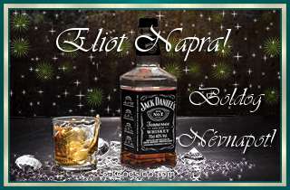 Jg dupla whiskyvel nvnapi, nvre szl kpeslap Eliot nvnapra, ksznt felirattal frfiaknak.