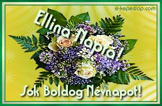 Nvre szl rzss virgcsokor Ellina nvnapra, boldog nvnapot ksznt felirattal.