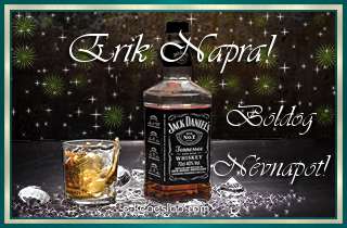 Jg dupla whiskyvel nvnapi, nvre szl kpeslap Erik nvnapra, ksznt felirattal frfiaknak.