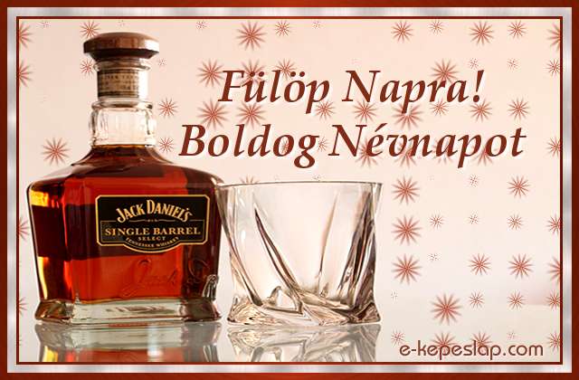 Nvnapi kpeslap Flp nvnapra whiskeyvel s szemlyre szl ksznt felirattal.