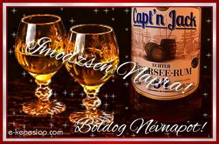 Whisky s rum nvre szl pohrksznt frfiaknak, Imodzsen nvnapra, boldog nvnapot ksznt felirattal.