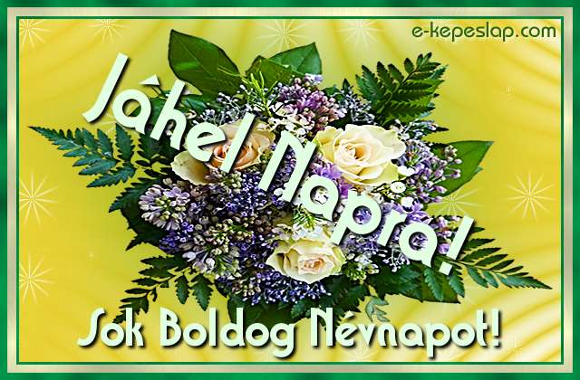 Nvre szl rzss virgcsokor Jhel nvnapra, boldog nvnapot ksznt felirattal.