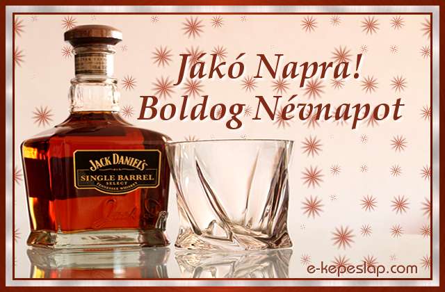 Nvnapi kpeslap Jk nvnapra whiskeyvel s szemlyre szl ksznt felirattal.