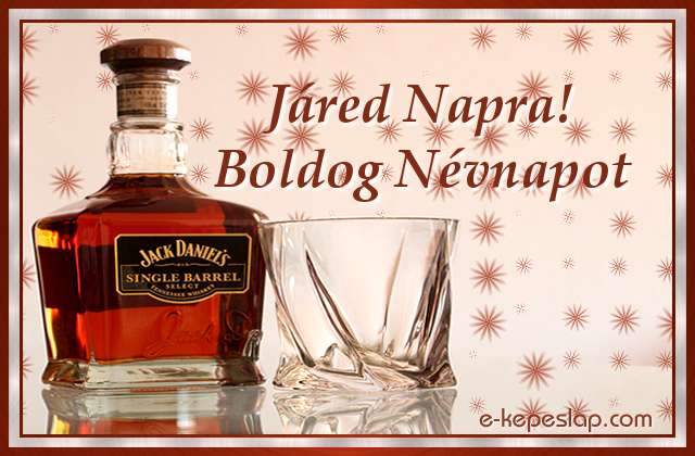 Nvnapi kpeslap Jred nvnapra whiskeyvel s szemlyre szl ksznt felirattal.