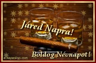 Jred nvre szl kpeslap, whiskyvel s ksznt felirattal Jred nvnapra.