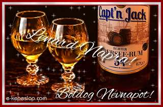 Whisky s rum nvre szl pohrksznt frfiaknak, Lnrd nvnapra, boldog nvnapot ksznt felirattal.