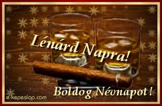 Lnrd nvre szl kpeslap, whiskyvel s ksznt felirattal Lnrd nvnapra.