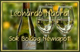 Köszöntsd fel Leonárdó nevű férfi ismerősöd, hangulatos boros névre szóló képeslappal.