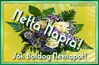 Nvre szl rzss virgcsokor Netta nvnapra, boldog nvnapot ksznt felirattal.