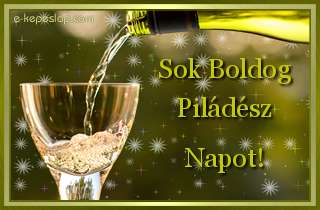 Nvre szl kpeslap Pildsz nvnapra, ksznt boros pohrral, boldog nvnapot felirattal.