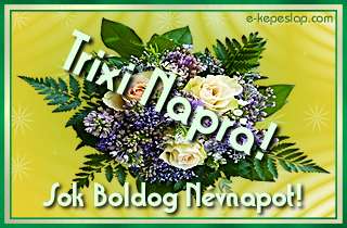 N�vre sz�l� r�zs�s vir�gcsokor Trixi n�vnapra, boldog n�vnapot k�sz�nt� felirattal.