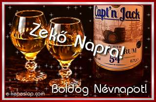 Whisky s rum nvre szl pohrksznt frfiaknak, Zek nvnapra, boldog nvnapot ksznt felirattal.