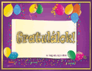 Gratullok kpeslap, sznes konfettikkel s lufikkal.